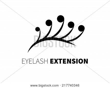 Creative icon eyelash extension. Logo mascara. Black eyelashes on a white background. Stock vector