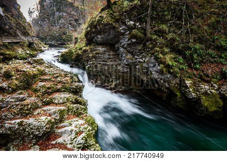 Soteska Vintgar, The Vintgar Gorge Or Bled Gorge In Slovenia.