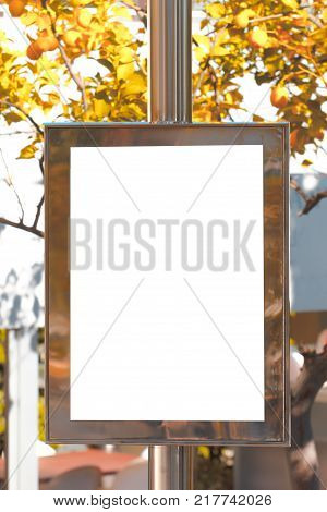 Mock up. Advertising template on the pole
