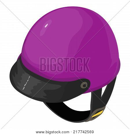 Helmet motorcycle purple icon. Isometric illustration of helmet motorcycle purple vector icon for web