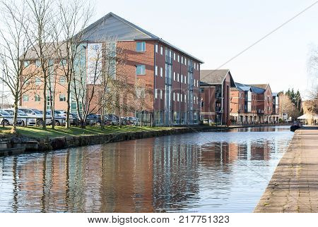 The modern offices alongside the Leeds Liverpool canal in Wigan