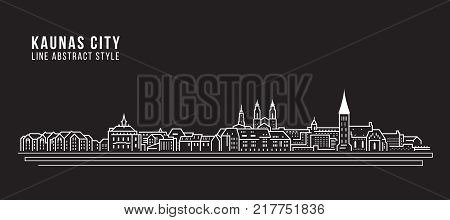 Cityscape Building Line art Vector Illustration design - Kaunas city