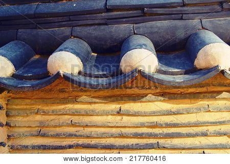 Naksansa temple with ancient wall in Korea