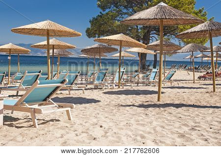 Beach (Pachis) in summer Thasos island Greece