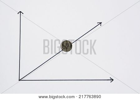 The dollar is increasing, concept drawn on paper