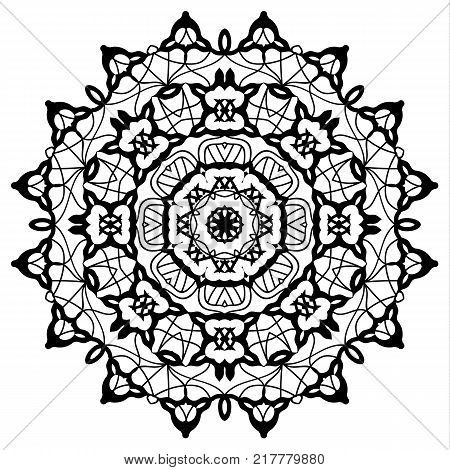 Flower Mandala. Vintage decorative elements. Oriental pattern, vector illustration. Coloring book page. Islam, Arabic, Indian, moroccan spain turkish mystic ottoman motifs