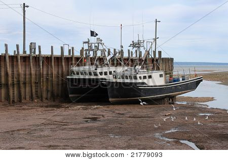 Barche arenate In Alma, New Brunswick
