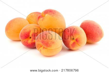 A bunch of apricot fruit isolated on white background cutout