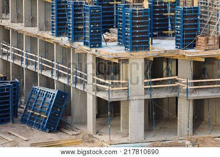 The reinforcement slab building. Floor slab. Stage of construction apartment building.