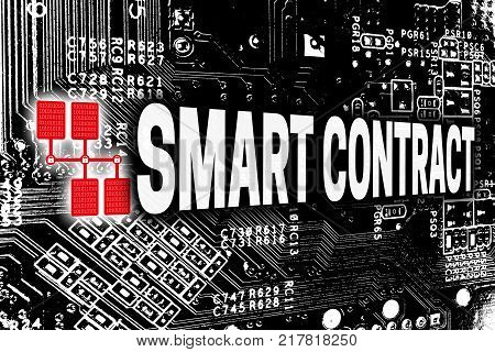 Smart contract with circuit board concept picture