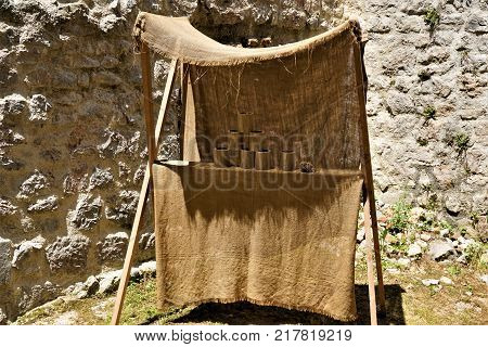 Market stand in the castle of Zuzemberk Slovenia