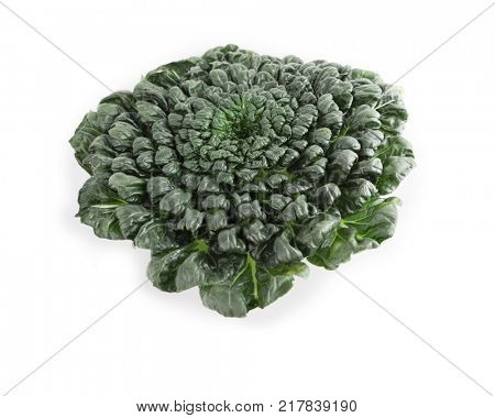 Chinese flat cabbage (Brassica chinensis) or Tah Tsai lettuce isolated on white. Tah Tsai or (Tatsoi) a commly used green leaf vegetable in Chinese and oriental dishes.