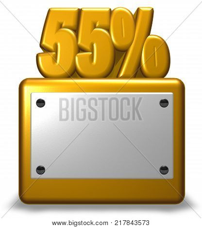 number fifty-five and percent symbol on socket - 3d rendering