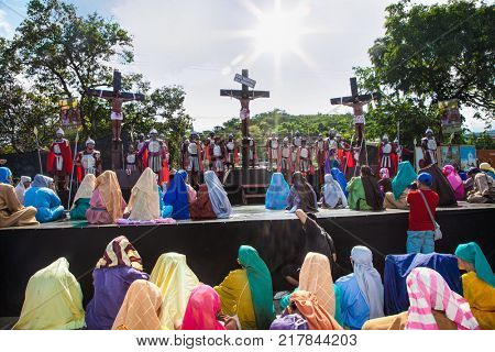 CEBU, PHILIPPINES-MARCH 25, 2016: Siete Palabras, Sugat and Easter Sunday Mass on March 25. 2016. in Cebu Metropolitan Cathedral , Cebu city. Philippines.