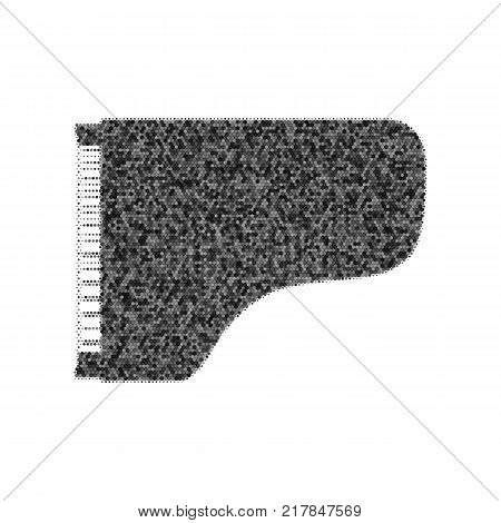 Concert grand piano sign. Vector. Black icon from many ovelapping circles with random opacity on white background. Noisy. Isolated.