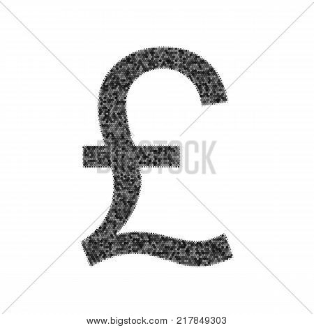 Turkish lira sign. Vector. Black icon from many ovelapping circles with random opacity on white background. Noisy. Isolated.