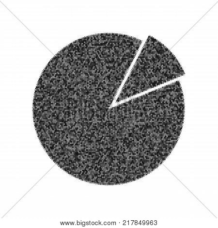 Finance graph sign. Vector. Black icon from many ovelapping circles with random opacity on white background. Noisy. Isolated.