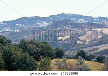 San Marino, San Marino - 10 August 2017: Panoramic View Of The Local Surroundings.