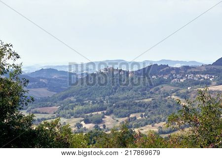 San Marino, San Marino - 10 August 2017: Panoramic View Of The Local Surroundings.