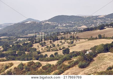 San Marino, San Marino - 10 August 2017: Panoramic View Of The Local Surroundings.