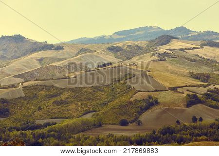 San Marino, San Marino - 10 August 2017: Panoramic View Of The Local Surroundings.