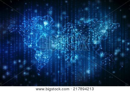 2d illustration world map abstract background, cuber background