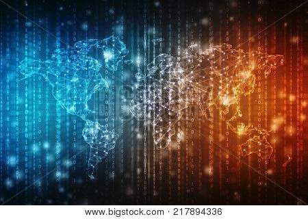 2d illustration world map abstract background, cuber background