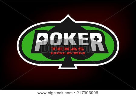 Texas Holdem poker emblem on the background of a green table.