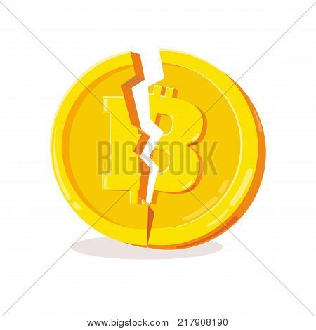 Vextor broken bitcoin. Blockchain and crypto currency crisis. Crypto currency devaluation. Bitcoin fallen.