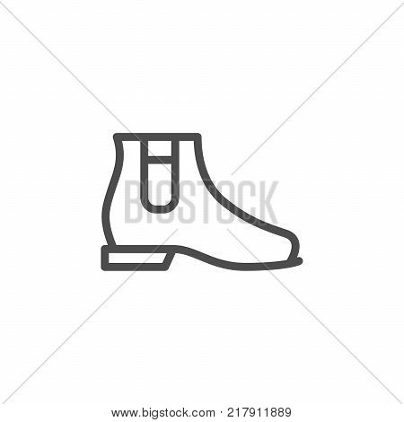Chelsea boot line icon isolated on white. Vector illustration