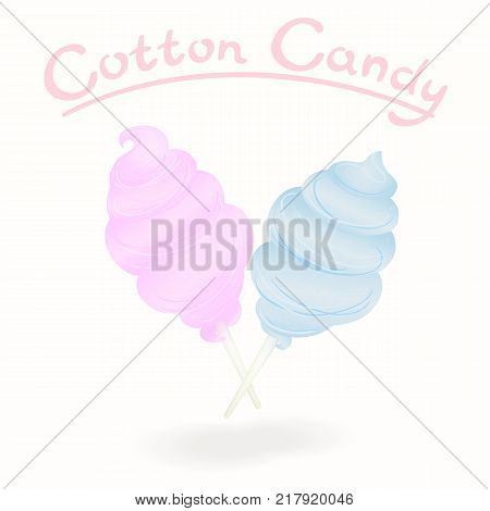 Cotton candy pink and blue isolated on white background