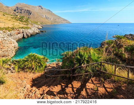 Evening Alcamo Town And Sea Bay, Sicily, Italy