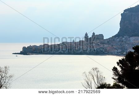 Evening Alcamo Town And Sea Bay, Sicily, Italy
