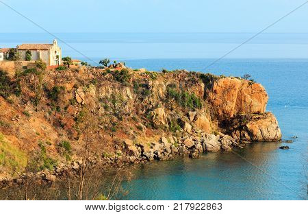 Evening Alcamo Town And Sea Bay, Sicily, Italy