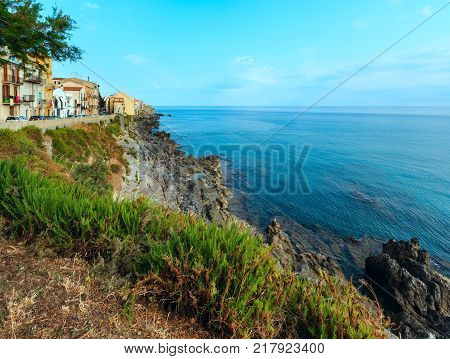 Evening Alcamo Town And Sea Bay, Sicily, Italy