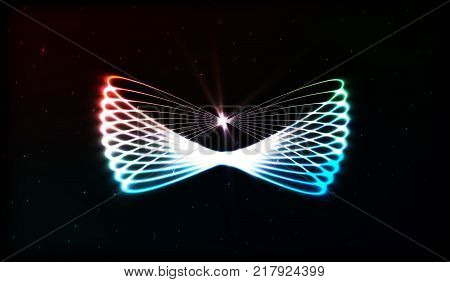 EPS10. Neon blurry circles at motion . Vector swirl trail effect . Abstract luminous rings slow shutter speed effect . Bokeh glitter round shapes . lights at motion exposure