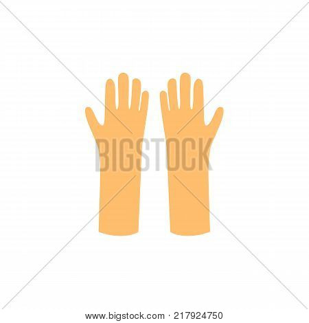 vector flat style working rubber yellow gloves for plumbing, painting hygiene cleaning and another manual work icon. Isolated illustratioin on a white background