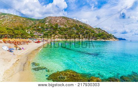 Fetovaia beach on Elba island Tuscany Italy.