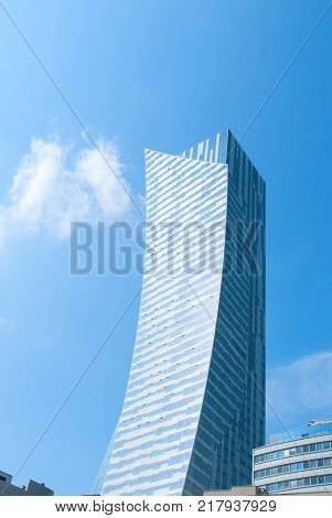 Warsaw.Poland. 19 August 2017. Modern office building. A modern landmark and a powerful symbol of Warsaw s energy.