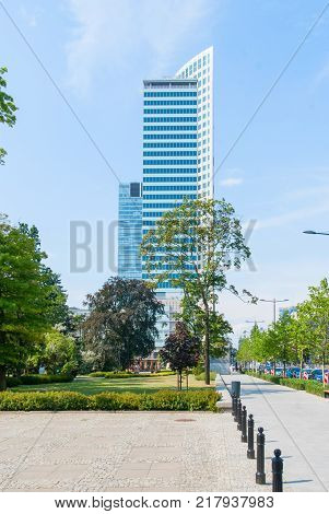 Warsaw.Poland. 19 August 2017. Modern office building. A modern landmark and a powerful symbol of Warsaw s energy.