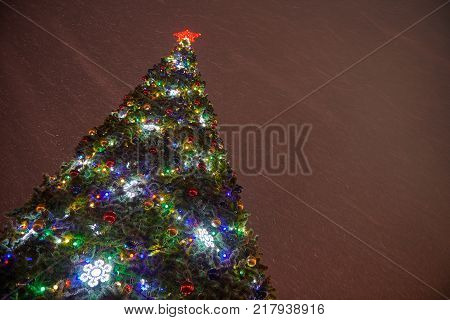 Decorated Christmas tree with space for writing