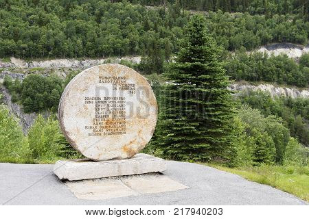 RJUKAN, NORWAY ON JULY 07. Landmark of The Heroes of Telemark sabotage in 1943, on July 07, 2010 in Rjukan, Norway. Norwegian resistance fighters in Operation Gunnerside. Editorial use.