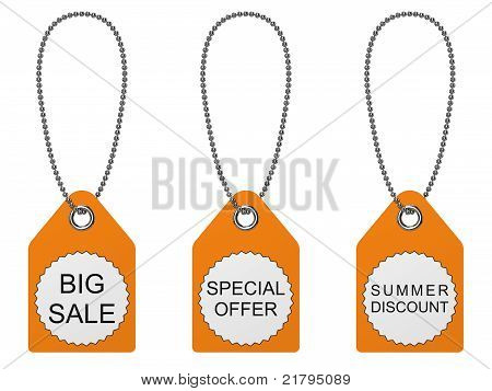 设置的三个销售标签。在白色背景上孤立