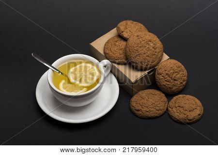 Sweet Bakery And Delicious Snack. Oatmeal Biscuits As Tasty Pastry