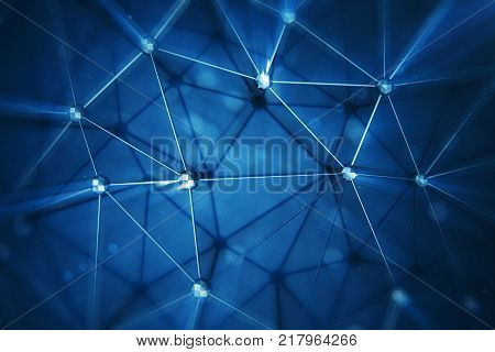 3D illustration Abstract bacgkround connection dots and lines of technology. Connection structure. Science background. Futuristic polygonal background