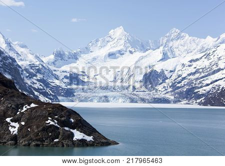 The scenic view of a glacier in Glacier bay national park (Alaska).
