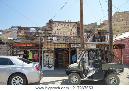 Oatman Bank On Route 66 . June 21 2017. Oatman Arizona USA EEUU.