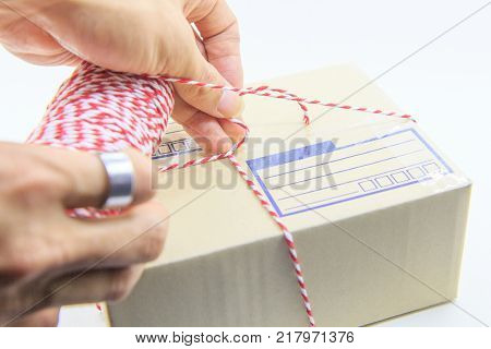 tied the post box by hand  for transpoprt