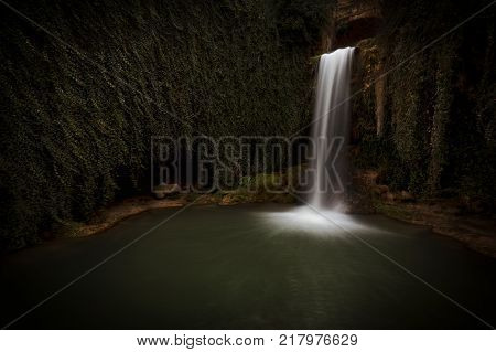 Water in motion at Tobera waterfall in Burgos