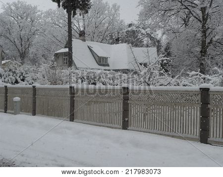city in snow, winter has come.Snow-covered streets.